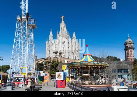Parc d'atraccions Tibidabo Vergnügungspark in Barcelona, Spanien Stockfoto