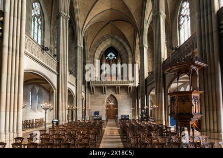 Interior, Elisabethenkirche, Basel, Kanton Basel-Stadt, Schweiz Stockfoto