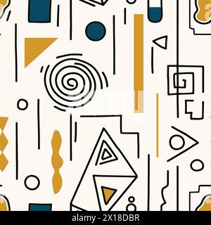 Abstrakte asymmetrische geometrische Vektormuster Illustration, moderner Stil mit kühnen Formen und Symbolen, modernistische Designkunst Stock Vektor