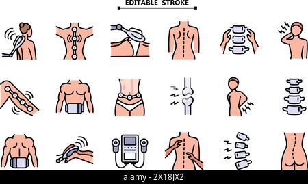 Farbsymbolvektor des Magnettherapiegeräts. Chiropraktische Farbsymbole. Bearbeitbare Kontur. Einfacher Satz von Vektorsymbolen. Stock Vektor