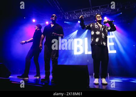 Mailand, Italien. April 2024. Mailand, Blau tritt in einem Konzert im Fabrique auf. Im Bild: Duncan James, Lee Ryan und Simon Webbe Credit: Independent Photo Agency/Alamy Live News Stockfoto