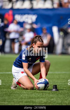 Paris, Frankreich. April 2024. Lina Queyroi aus Frankreich während der Women's Six Nations 2024, Rugby union Spiel zwischen Frankreich und Italien am 14. April 2024 im Jean Bouin Stadion in Paris, Frankreich - Foto Antoine Massinon/A2M Sport Consulting/DPPI Credit: DPPI Media/Alamy Live News Stockfoto