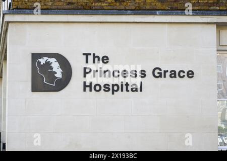 London, Großbritannien - 23. März 2024; Unterzeichnen Sie für das Princess Grace Hospital eine private Einrichtung von HCA Healthcare Stockfoto