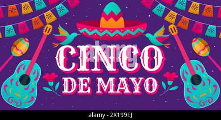 Horizontales Banner für Cinco de Mayo im Verlaufsstil Stock Vektor