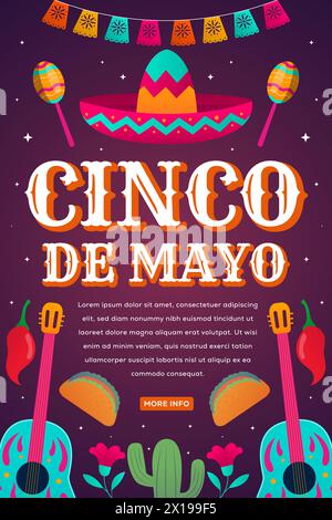 Vertikales Banner für Cinco de Mayo-Feiern im Verlaufsstil Stock Vektor