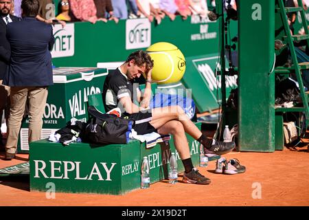 Roquebrune Cap Martin, Frankreich. April 2024. Casper Ruud während des Rolex Monte-Carlo Finales ATP Masters 1000 Tennis am 14. April 2024 im Monte Carlo Country Club in Roquebrune Cap Martin, Frankreich bei Monaco. Foto Victor Joly/DPPI Credit: DPPI Media/Alamy Live News Stockfoto