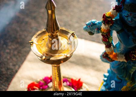 Ein Bild von goldenem Lamm, das für das traditionelle Festival von Kerala Vishu verwendet wurde Stockfoto