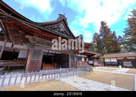 Tempel in der Gegend von Kongobu-JI, ein historischer buddhistischer Tempelkomplex in Koyasan, Koya, Ito District, Wakayama, Japan Stockfoto