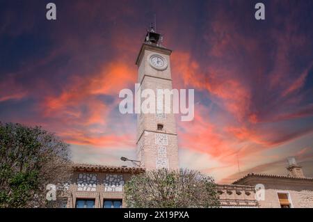 Uhrenturm in Consuegra Stockfoto