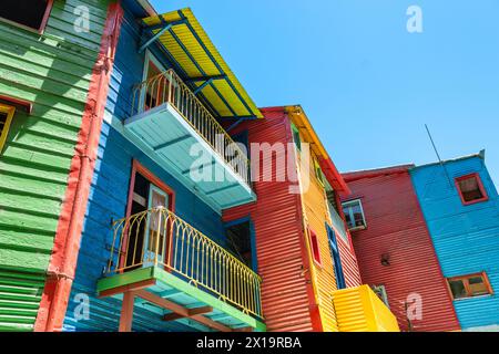 La Boca farbenfrohe Häuser, Buenos Aires, Argentinien. Stockfoto