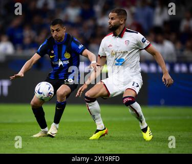 Mailand, Italien. 14. April 2024. Während des Fußballspiels der Serie A zwischen dem FC Internazionale und Cagliari Calcio. Quelle: Nicolò Campo/Alamy Live News Stockfoto