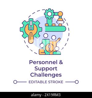 Mehrfarbiges Konzeptsymbol für Personal- und Support-Herausforderungen Stock Vektor