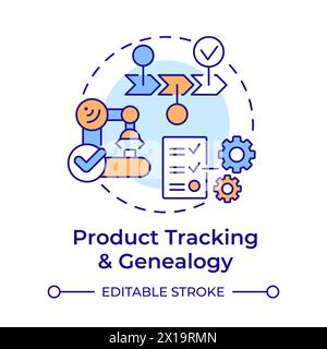 Symbol für Produktverfolgung und Genealogie mit mehrfarbigem Konzept Stock Vektor