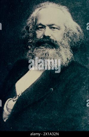 Porträt des deutschen sozialistischen und kommunistischen Philosophen Karl Marx, 1880er Jahre Stockfoto
