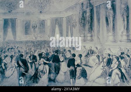 Ein Staatsball im Tuilerien-Palast, Residenz von Napoleon III. Und Kaiserin Eugenie, Paris, Frankreich 1863 Stockfoto