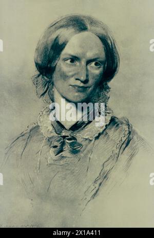 Englische Schriftstellerin und Dichterin Charlotte Bronte, Porträt von George Richmond, 19. Jahrhundert Stockfoto