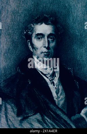 Porträt des britischen Kommandeurs Arthur Wellesley, Duke of Wellington, Illustration des 19. Jahrhunderts Stockfoto