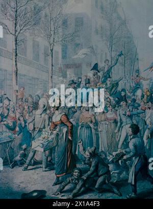 Paris feiert den Fall Napoleons im Jahr 1814, Abbildung 19. Jahrhundert Stockfoto