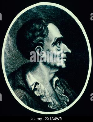 Porträt des französischen Philosophen Charles Louis de Secondat, Baron de Montesquieu, Illustration, 18. Jahrhundert Stockfoto