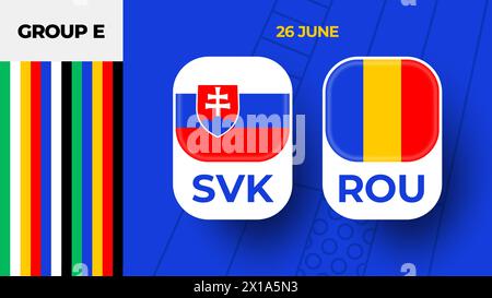 Slowakei gegen Rumänien Fußball 2024 Spiel gegen. 2024 Gruppenphase Meisterschaftsspiel gegen Teams Intro Sport Hintergrund, Meisterschaftswettbewerb. Stock Vektor