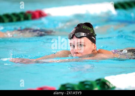 Lucy Hope während der Bekanntgabe des Team GB Paris 2024 Schwimmen Team auf dem University of Stirling Sports Campus, Schottland. Bilddatum: Dienstag, 16. April 2024. Stockfoto