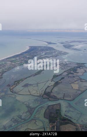 Venedig, Italien, 04.01.2024: Panorama der Erde aus der Vogelperspektive. Venedig, Italien, Aus Dron Stockfoto