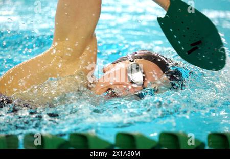 Lucy Hope während der Bekanntgabe des Team GB Paris 2024 Schwimmen Team auf dem University of Stirling Sports Campus, Schottland. Bilddatum: Dienstag, 16. April 2024. Stockfoto