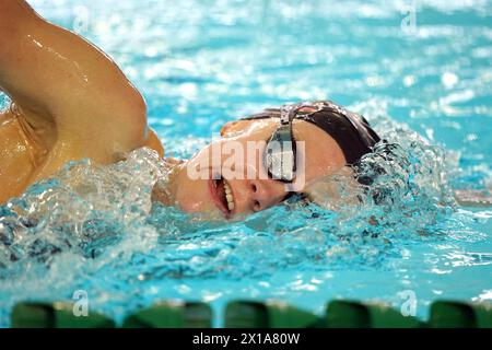 Lucy Hope während der Bekanntgabe des Team GB Paris 2024 Schwimmen Team auf dem University of Stirling Sports Campus, Schottland. Bilddatum: Dienstag, 16. April 2024. Stockfoto