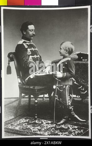 Kaiser Wilhelm II. Mit seinem ältesten Sohn Kronprinz Friedrich Wilhelm, 1887 - 18870101 PD0194 - Rechteinfo: Rights Managed (RM) Stockfoto