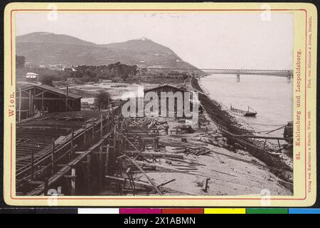 Wien 20. Handelskai, im Hintergrund Kahlenberg (Peak) und Leopoldsberg (Peak), 1887 - 18870101 PD0167 - Rechteinfo: Rights Managed (RM) Stockfoto