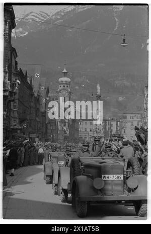 Der Anschluss 1938, deutsche Truppen marschieren in Innsbruck, 12.3.1938 - 19380312 PD0150 - Rechteinfo: Rechte verwaltet (RM) Stockfoto