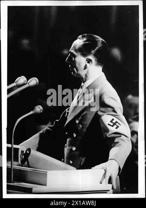 Joseph Goebbels, bei einer Rede im Palast des Sports, 26.10.1941 - 19411026 PD0006 - Rechteinfo: Rights Managed (RM) Stockfoto