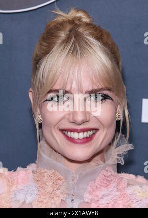 HOLLYWOOD, LOS ANGELES, KALIFORNIEN, USA - 15. APRIL: Lucy Boynton kommt zur Los Angeles Premiere von Searchlight Pictures' 'The Greatest Hits', die am 15. April 2024 im El Capitan Theatre in Hollywood, Los Angeles, Kalifornien, USA stattfindet. (Foto: Xavier Collin/Image Press Agency) Stockfoto