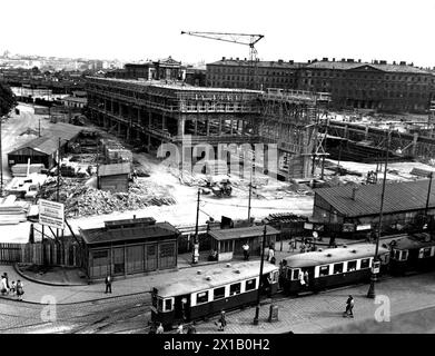 Südbahnhof, Blick vom Gürtel auf die Baustelle, Frühjahr 1954 - 19540101 PD1748 - Rechteinfo: Rights Managed (RM) Stockfoto