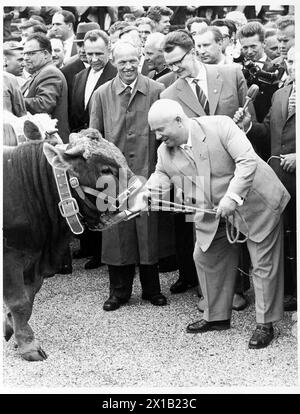 Staatsbesuch des sowjetischen Premierministers Nikita Chruschtschow in Österreich, Besuch eines Bauernhofs., 1960 - 19600101 PD4668 - Rechteinfo: Rechte verwaltet (RM) Stockfoto