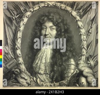 Ludwig XIV., König von Frankreich, Kupferstich von Gerard Edelinck nach einem Ad-vivum-Gemälde, 1679, - 16790101 PD0004 - Rechteinfo: Rights Managed (RM) Stockfoto