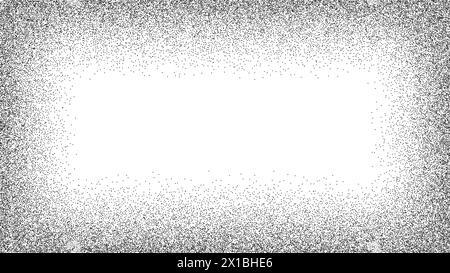 Rauschen des Korngradienten. Rechteckiger Rahmen mit Punkteffekt. Texturmuster mit Stufeln. Hintergrund des Grunge-Vektors. Stock Vektor