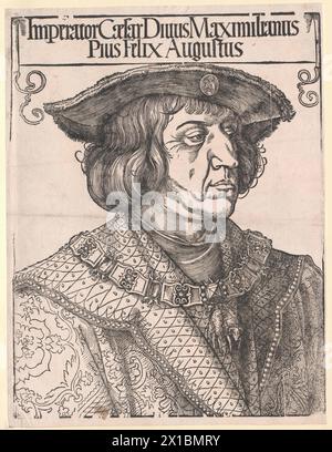 Bild von Kaiser Maximilian I., Holzschnitt von Albrecht Dürer im Todesfall Maximilian 1519, - 20110524 PD2439 - Rechteinfo: Rechte verwaltet (RM) Stockfoto