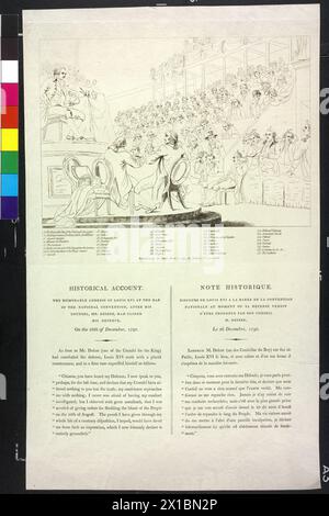 Ludwig XVI., König von Frankreich, in seiner Rede vor dem Nationalkonvent am 26.12.1792, illustrierte Person Schlüssel zu einem Stippelstich von Luigi Schiavonetti nach einem Gemälde von William Miller, Stich Seite PK 3003, 1048 Aufgliederung der Mitglieder des Nationalkonvents: PK 3003, 1048b, - 17970315 PD0001 - Rechteinfo: Rights Managed (RM) Stockfoto