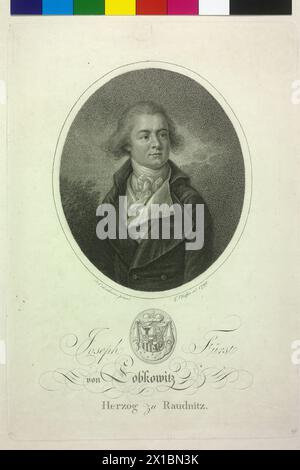 Lobkowitz, Joseph Franz Maximilian Prinz, Stippelstich von Karl Hermann Pfeiffer nach einem Gemälde von Friedrich Oelenhainz, 1799, - 17990101 PD0051 - Rechteinfo: Rights Managed (RM) Stockfoto