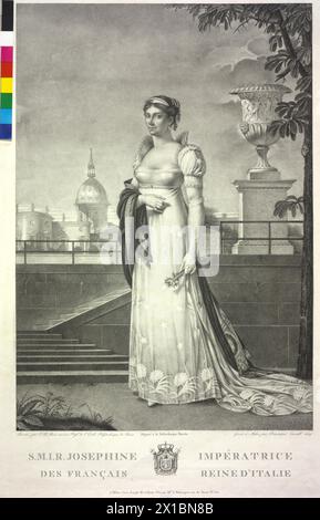 Josephine, Kaiserin von Frankreich, Stippelstich / Radierung von Domenico Cavalli nach einer Zeichnung von Jean Baptiste Francois Bosio. Wappen, - 18090101 PD0045 - Rechteinfo: Rechte verwaltet (RM) Stockfoto