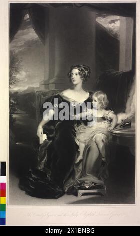 Lady harriet Elizabeth Georgiana Howard und ihre Tochter Lady Elizabeth Georgiana Leveson-Gower, Mezzotint / Mischtechnik von Samuel Cousins nach einem Gemälde von Thomas Lawrence, - 18320101 PD0677 - Rechteinfo: Rights Managed (RM) Stockfoto