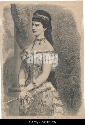 Elisabeth, Kaiserin von Österreich, umgekehrtes gedrucktes Faksimile nach Malerei von Georg Raab, 1878, aus Ursache der Silberhochzeit (1879), - 18790101 PD0062 - Rechteinfo: Rights Managed (RM) Stockfoto