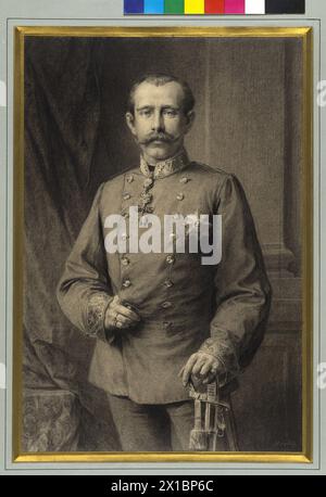 Kronprinz Rudolf von Österreich, Bleistiftzeichnung von Wilhelm Hecht, signiert und datiert 'Hecht / (18) 89' nicht verwendete Skizzen zum Kronprinzenwerk (Österreich-Ungarische Monarchie in Wort und Bild, Wien 1886-1902), - 18980101 PD2513 - Rechteinfo: Rechte verwaltet (RM) Stockfoto