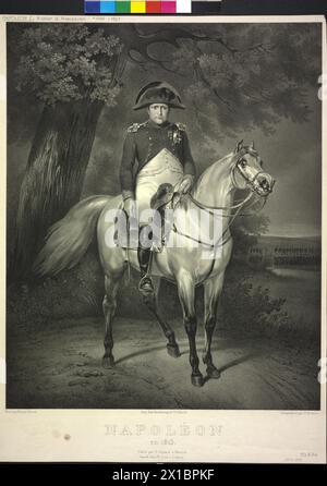 Napoleon I. Bonaparte, Kaiser der Franzosen, Reiterbild, Lithographie von Gottlieb Bodmer nach einem Gemälde von Horace Vernet, - 19300101 PD20368 - Rechteinfo: Rights Managed (RM) Stockfoto