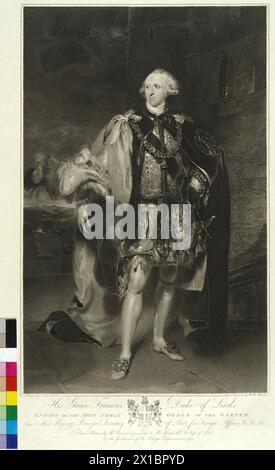 Osborne, 5. Duke of Leeds, Francis, Stippelstich von Robert Mitchell Meadow nach einem Gemälde von Thomas Lawrence. Wappen, - 19300101 PD22932 - Rechteinfo: Rechte verwaltet (RM) Stockfoto