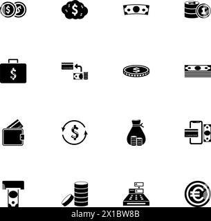 Money-Symbol – auf beliebige Größe erweitern – auf beliebige Farbe ändern. Perfect Flat Vector enthält Symbole wie Münzen, Koffer, Dollar, Euro, Scheine, Tasche Stock Vektor