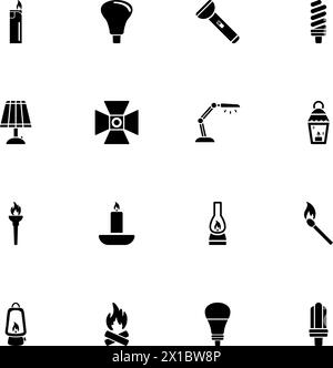Light Source icon - Expand to any size - Change to any colour. Perfect Flat Vector Contains such Icons as bulb, torch, table lamp, spotlight, burning Stock Vektor