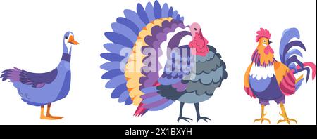 Buntes Bauernvogel Vektor-Set Stock Vektor