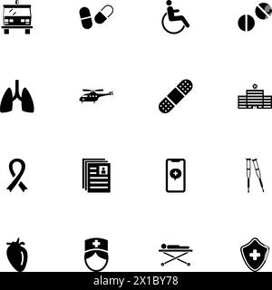 Symbol für medizinisches Transportmittel – auf beliebige Größe erweitern – in beliebige Farbe ändern. Perfect Flat Vector enthält Symbole wie Krankenwagen, Herz, Lunge, Hubschrauber Stock Vektor